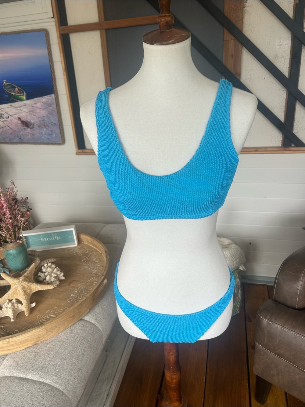 wild fable Bright Turquoise Textured Bikini Set